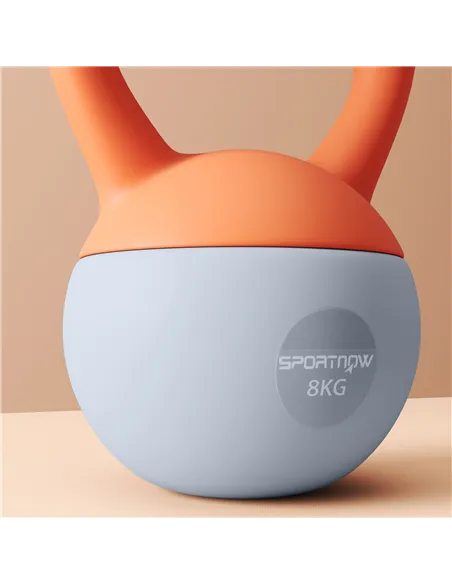 SPORTNOW 8KG Soft Kettlebell, Kettlebell with Non-Slip Handle for Home Gym, Weight Lifting, Strength Training, Orange/Grey