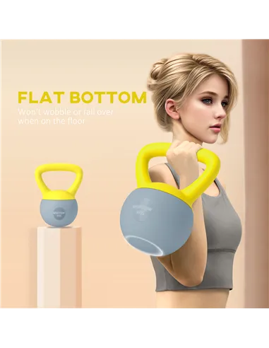 SPORTNOW 4KG Soft Kettlebell, Kettle Bell with Non-Slip Handle for Home Gym, Weight Lifting, Strength Training, Yellow/Grey