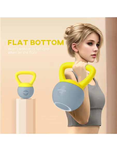 SPORTNOW 4KG Soft Kettlebell, Kettle Bell with Non-Slip Handle for Home Gym, Weight Lifting, Strength Training, Yellow/Grey