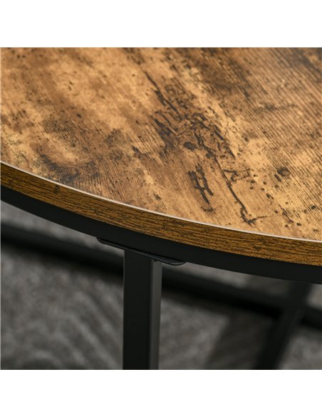 HOMCOM Round Coffee Table, Industrial Side Table with Metal Frame, Large Coffee Tables for Living Room, Bedroom, Rustic Brown