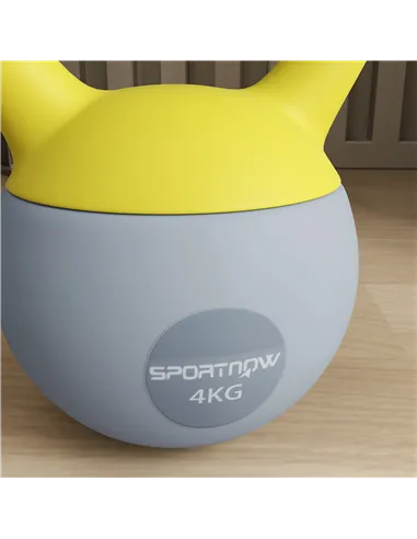 SPORTNOW 4KG Soft Kettlebell, Kettle Bell with Non-Slip Handle for Home Gym, Weight Lifting, Strength Training, Yellow/Grey