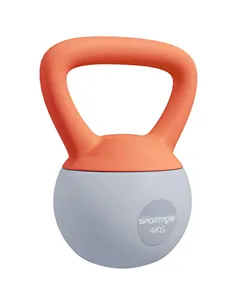 SPORTNOW 4KG Soft Kettlebell, Kettlebell with Non-Slip Handle for Home Gym, Weight Lifting, Strength Training, Orange/Grey