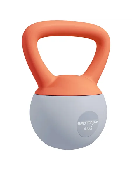 SPORTNOW 4KG Soft Kettlebell, Kettlebell with Non-Slip Handle for Home Gym, Weight Lifting, Strength Training, Orange/Grey