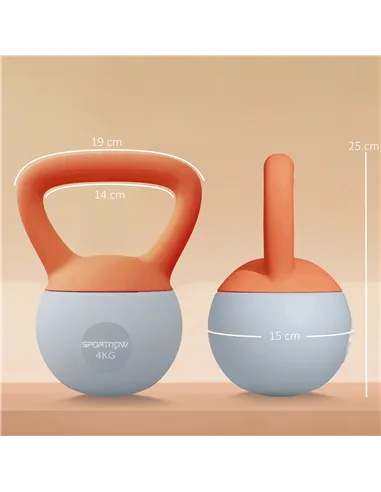 SPORTNOW 4KG Soft Kettlebell, Kettlebell with Non-Slip Handle for Home Gym, Weight Lifting, Strength Training, Orange/Grey