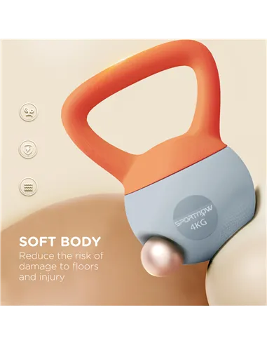 SPORTNOW 4KG Soft Kettlebell, Kettlebell with Non-Slip Handle for Home Gym, Weight Lifting, Strength Training, Orange/Grey
