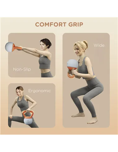 SPORTNOW 4KG Soft Kettlebell, Kettlebell with Non-Slip Handle for Home Gym, Weight Lifting, Strength Training, Orange/Grey