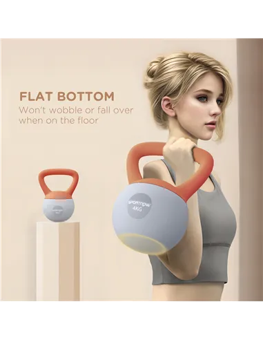 SPORTNOW 4KG Soft Kettlebell, Kettlebell with Non-Slip Handle for Home Gym, Weight Lifting, Strength Training, Orange/Grey