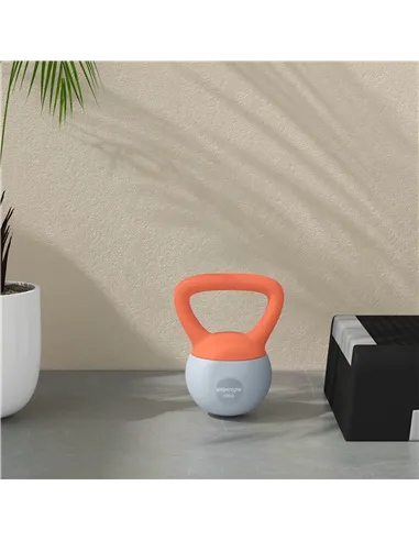 SPORTNOW 4KG Soft Kettlebell, Kettlebell with Non-Slip Handle for Home Gym, Weight Lifting, Strength Training, Orange/Grey