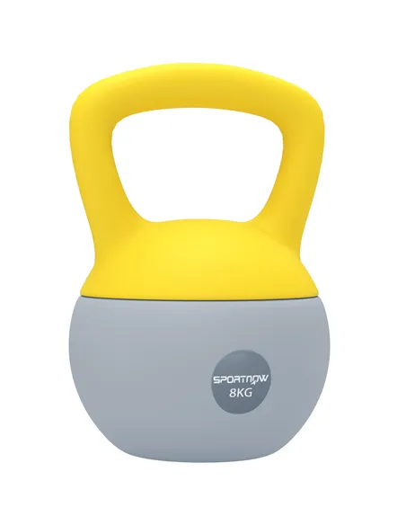 SPORTNOW 8KG Soft Kettlebell, Kettlebell with Non-Slip Handle for Home Gym, Weight Lifting, Strength Training, Yellow/Grey