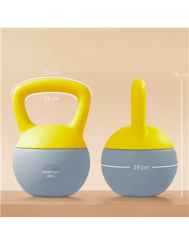 SPORTNOW 8KG Soft Kettlebell, Kettlebell with Non-Slip Handle for Home Gym, Weight Lifting, Strength Training, Yellow/Grey