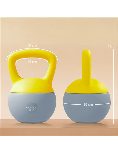 SPORTNOW 8KG Soft Kettlebell, Kettlebell with Non-Slip Handle for Home Gym, Weight Lifting, Strength Training, Yellow/Grey
