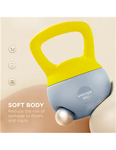 SPORTNOW 8KG Soft Kettlebell, Kettlebell with Non-Slip Handle for Home Gym, Weight Lifting, Strength Training, Yellow/Grey