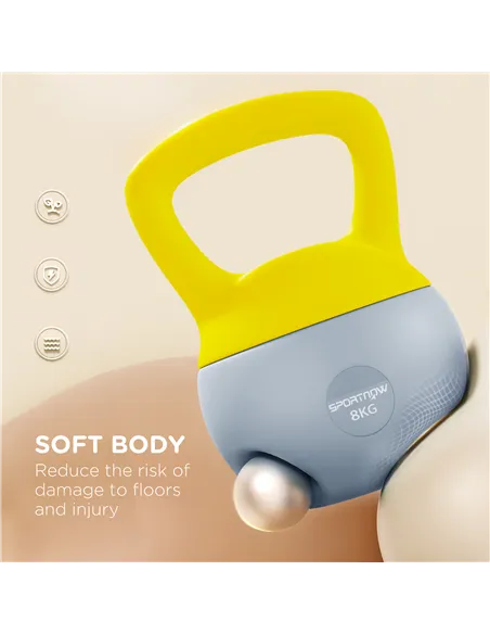 SPORTNOW 8KG Soft Kettlebell, Kettlebell with Non-Slip Handle for Home Gym, Weight Lifting, Strength Training, Yellow/Grey