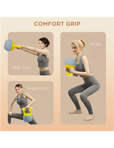 SPORTNOW 8KG Soft Kettlebell, Kettlebell with Non-Slip Handle for Home Gym, Weight Lifting, Strength Training, Yellow/Grey