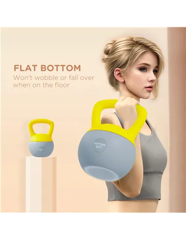 SPORTNOW 8KG Soft Kettlebell, Kettlebell with Non-Slip Handle for Home Gym, Weight Lifting, Strength Training, Yellow/Grey