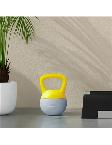 SPORTNOW 8KG Soft Kettlebell, Kettlebell with Non-Slip Handle for Home Gym, Weight Lifting, Strength Training, Yellow/Grey