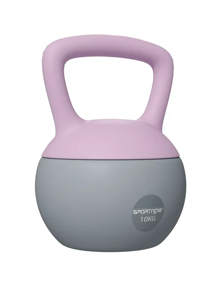 SPORTNOW 10KG Soft Kettlebell, Kettlebell with Non-Slip Handle for Home Gym, Weight Lifting, Strength Training, Purple/Grey