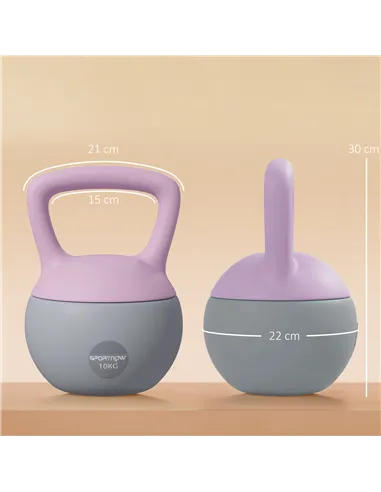 SPORTNOW 10KG Soft Kettlebell, Kettlebell with Non-Slip Handle for Home Gym, Weight Lifting, Strength Training, Purple/Grey