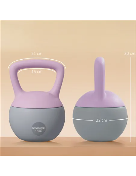SPORTNOW 10KG Soft Kettlebell, Kettlebell with Non-Slip Handle for Home Gym, Weight Lifting, Strength Training, Purple/Grey