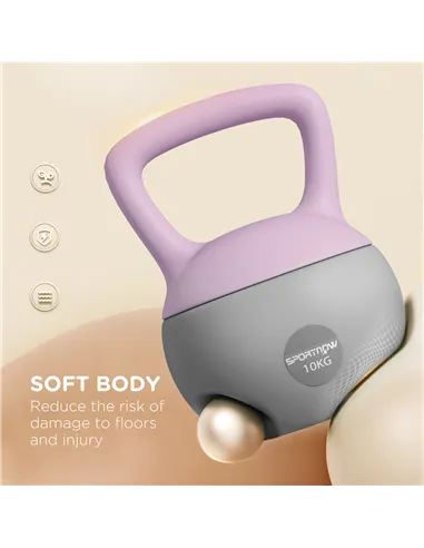 SPORTNOW 10KG Soft Kettlebell, Kettlebell with Non-Slip Handle for Home Gym, Weight Lifting, Strength Training, Purple/Grey