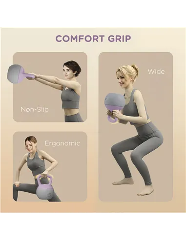 SPORTNOW 10KG Soft Kettlebell, Kettlebell with Non-Slip Handle for Home Gym, Weight Lifting, Strength Training, Purple/Grey