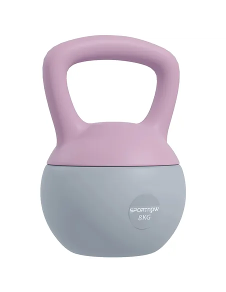 SPORTNOW 8KG Soft Kettlebell, Kettlebell with Non-Slip Handle for Home Gym, Weight Lifting, Strength Training, Purple/Grey