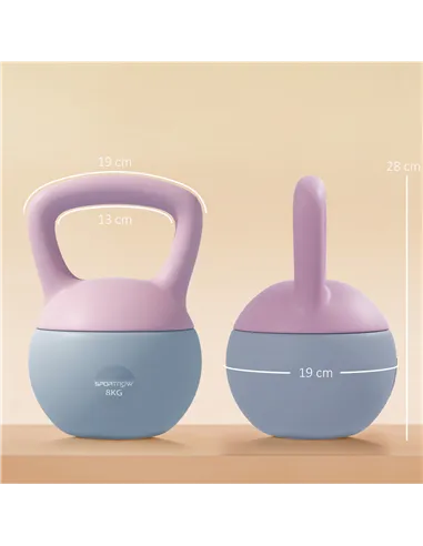 SPORTNOW 8KG Soft Kettlebell, Kettlebell with Non-Slip Handle for Home Gym, Weight Lifting, Strength Training, Purple/Grey