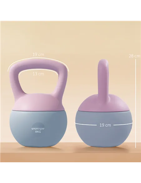 SPORTNOW 8KG Soft Kettlebell, Kettlebell with Non-Slip Handle for Home Gym, Weight Lifting, Strength Training, Purple/Grey
