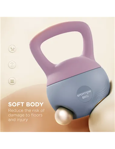 SPORTNOW 8KG Soft Kettlebell, Kettlebell with Non-Slip Handle for Home Gym, Weight Lifting, Strength Training, Purple/Grey