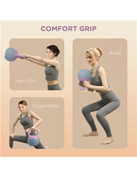 SPORTNOW 8KG Soft Kettlebell, Kettlebell with Non-Slip Handle for Home Gym, Weight Lifting, Strength Training, Purple/Grey