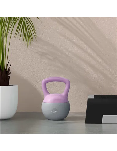 SPORTNOW 8KG Soft Kettlebell, Kettlebell with Non-Slip Handle for Home Gym, Weight Lifting, Strength Training, Purple/Grey