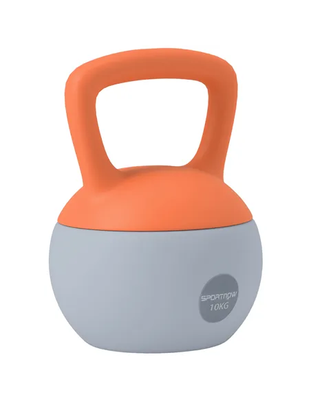 SPORTNOW 10KG Soft Kettlebell, Kettle Bell with Non-Slip Handle for Home Gym, Weight Lifting, Strength Training, Orange/Grey