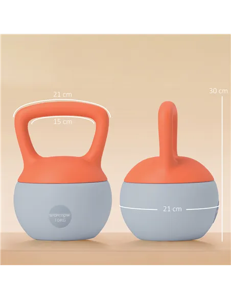 SPORTNOW 10KG Soft Kettlebell, Kettle Bell with Non-Slip Handle for Home Gym, Weight Lifting, Strength Training, Orange/Grey