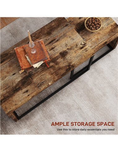 HOMCOM Coffee Tables Set of 2, Industrial Nest of Tables with Metal Frame for Living Room Bedroom, Rustic Brown