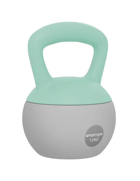 SPORTNOW 12KG Soft Kettlebell, Kettlebell with Non-Slip Handle for Home Gym, Weight Lifting, Strength Training, Green/Grey