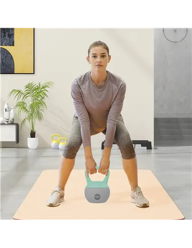 SPORTNOW 12KG Soft Kettlebell, Kettlebell with Non-Slip Handle for Home Gym, Weight Lifting, Strength Training, Green/Grey