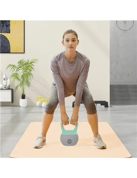 SPORTNOW 12KG Soft Kettlebell, Kettlebell with Non-Slip Handle for Home Gym, Weight Lifting, Strength Training, Green/Grey