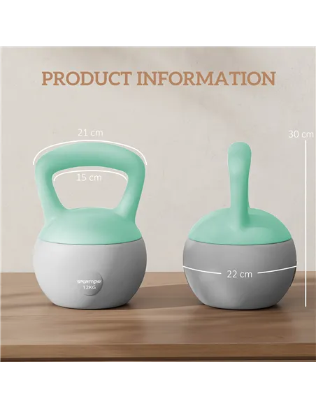 SPORTNOW 12KG Soft Kettlebell, Kettlebell with Non-Slip Handle for Home Gym, Weight Lifting, Strength Training, Green/Grey