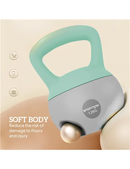 SPORTNOW 12KG Soft Kettlebell, Kettlebell with Non-Slip Handle for Home Gym, Weight Lifting, Strength Training, Green/Grey