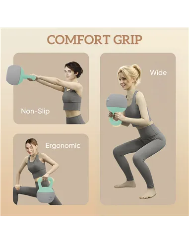 SPORTNOW 12KG Soft Kettlebell, Kettlebell with Non-Slip Handle for Home Gym, Weight Lifting, Strength Training, Green/Grey