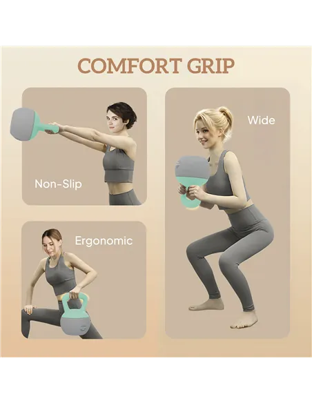 SPORTNOW 12KG Soft Kettlebell, Kettlebell with Non-Slip Handle for Home Gym, Weight Lifting, Strength Training, Green/Grey