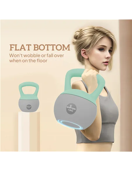 SPORTNOW 12KG Soft Kettlebell, Kettlebell with Non-Slip Handle for Home Gym, Weight Lifting, Strength Training, Green/Grey