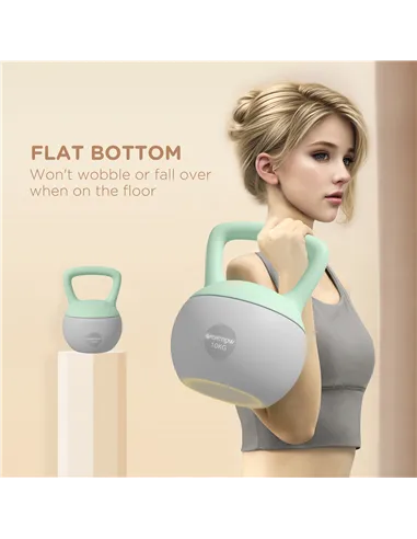 SPORTNOW 2 x 10kg Soft Kettlebell, Kettle Bell with Non-Slip Handle, for Home Gym, Strength Training, Cardio - Grey and Green