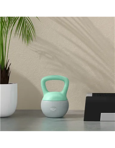 SPORTNOW 2 x 10kg Soft Kettlebell, Kettle Bell with Non-Slip Handle, for Home Gym, Strength Training, Cardio - Grey and Green