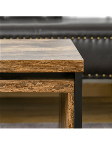HOMCOM Coffee Tables Set of 2, Industrial Nest of Tables with Metal Frame for Living Room Bedroom, Rustic Brown