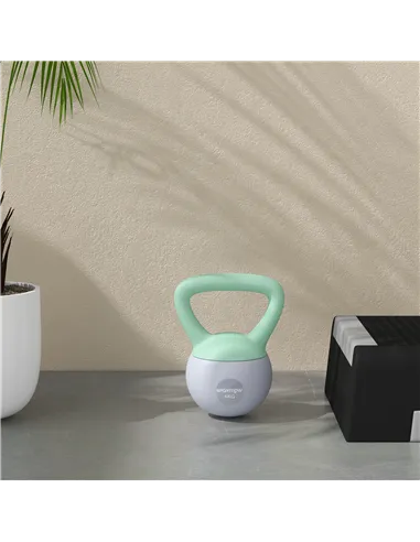 SPORTNOW 2 x 4kg Soft Kettlebell, Kettle Bell with Non-Slip Handle, for Home Gym, Strength Training, Cardio - Grey and Green