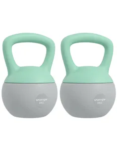SPORTNOW 2 x 6kg Soft Kettlebell, Kettle Bell with Non-Slip Handle, for Home Gym, Strength Training, Cardio - Grey and Green