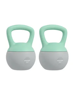 SPORTNOW 2 x 8kg Soft Kettlebell, Kettle Bell with Non-Slip Handle, for Home Gym, Strength Training, Cardio - Grey and Green
