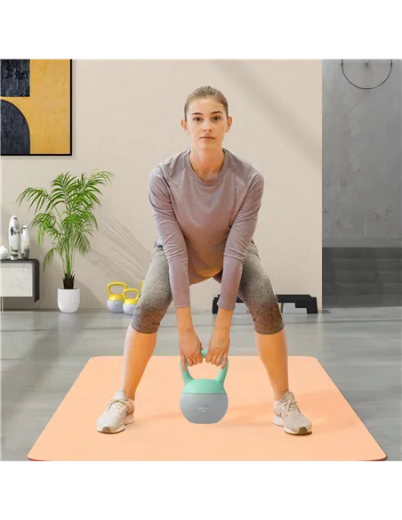 SPORTNOW 2 x 8kg Soft Kettlebell, Kettle Bell with Non-Slip Handle, for Home Gym, Strength Training, Cardio - Grey and Green
