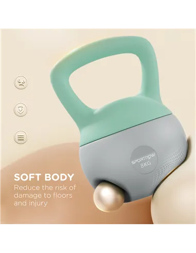 SPORTNOW 2 x 8kg Soft Kettlebell, Kettle Bell with Non-Slip Handle, for Home Gym, Strength Training, Cardio - Grey and Green